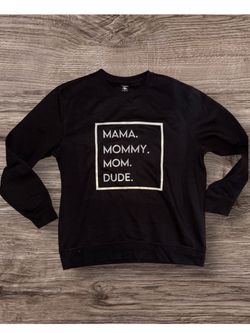 Athletic Works Black Crewneck Sweatshirt with White Boxed Graphic